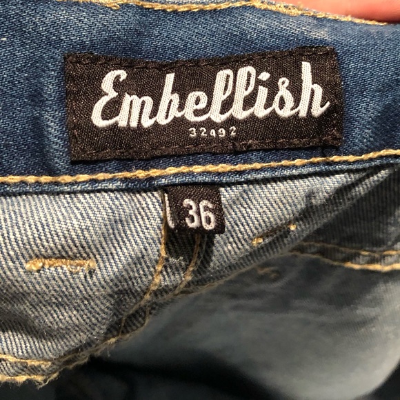 Embellish Cropped Denim Mens Moto Jean Pants 36 - Picture 5 of 6
